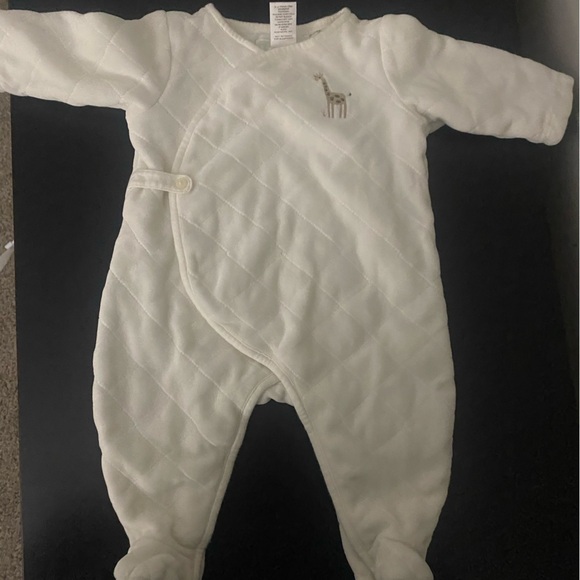 Janie and Jack Quilted Cream Baby Footie - Picture 1 of 3